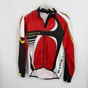 Descente men's M long-sleeve cycling jersey fleece lined red black
